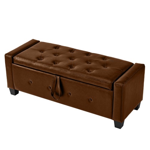 Faux leather tufted storage - leather,
